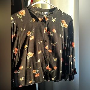 H&M Black Floral Blouse